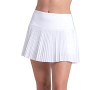 Damen Tennisrock Lucky in Love Racer Rib Pleated - white blue - Weiß (M)