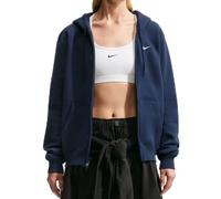 Damen Tennissweatshirt Nike Studio Fleece Medium Weight Full Zip - midnight navy/sail - Grau (L)