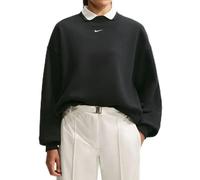 Damen Tennissweatshirt Nike Studio Fleece Medium Weight Oversized Crew - black/white - Schwarz (S)