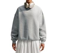 Damen Tennissweatshirt Nike Studio Fleece Medium Weight Oversized Crew - dark grey heather/sail - Grau (S)