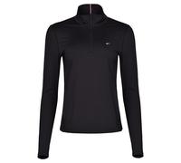 Damen Tennissweatshirt Tommy Hilfiger Essentials Slim Half Zip LS - black - Schwarz (M)
