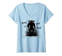 Damen Teufel Nine Sünde trve Metalhead Inch Satan TxRxP Nails Gott T-Shirt mit V-Ausschnitt
