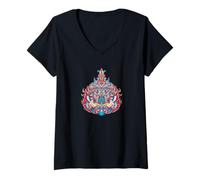Damen Thai Yaksha EIN buddhistischer Tempel-Torwächter T-Shirt mit V-Ausschnitt