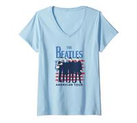 Damen The Beatles - The Beatles America American Tour Gruppenfoto T-Shirt mit V-Ausschnitt