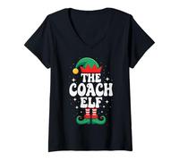 Damen The Coach Elf Lustige passende Familiengruppe zu Weihnachten T-Shirt mit V-Ausschnitt