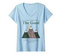 Damen The Good Mountain Moon Wandern Natur Outdoor T-Shirt mit V-Ausschnitt