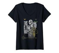 Damen The Mandalorian and Grogu This is The Way Duo Side Portrait T-Shirt mit V-Ausschnitt