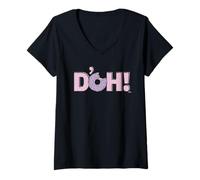 Damen The Simpsons Homer D'oh Donut T-Shirt mit V-Ausschnitt