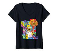 Damen The Simpsons Homer Simpson Burping Duff Beer Pop Art T-Shirt mit V-Ausschnitt