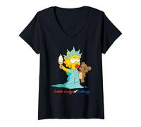 Damen The Simpsons Maggie Little Lady of Liberty 4th of July USA T-Shirt mit V-Ausschnitt