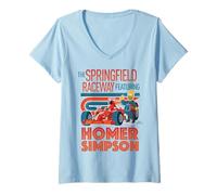 Damen The Simpsons The Springfield Raceway Featuring Homer Simpson T-Shirt mit V-Ausschnitt