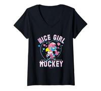 Damen The Smurfs Smurfette Nice Girl Hockey T-Shirt mit V-Ausschnitt
