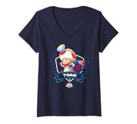 Damen The Super Mario Galaxy Movie Toad Champion T-Shirt mit V-Ausschnitt