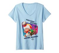 Damen The Super Mario Galaxy Movie Toad Count On Me T-Shirt mit V-Ausschnitt