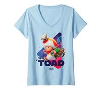 Damen The Super Mario Galaxy Movie Toad Galaxy Run T-Shirt mit V-Ausschnitt