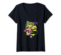 Damen The Super Mario Galaxy Movie Wonder Bowser Jr. Power T-Shirt mit V-Ausschnitt