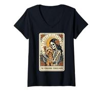 Damen The Yorkshire Terrier Mom Tarot Card T-Shirt mit V-Ausschnitt