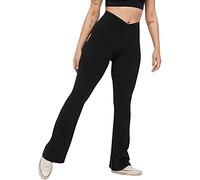Damen Thermo Flare Leggings Winter Yogahose Warm Sport Bootcut Hose High Waist mit Taschen