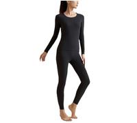 Damen Thermounterwäsche Set Kaschmir Seide Damen Winter Verdickt Nahtlos Hochelastisch Rundhals Thermounterwäsche, D, 48