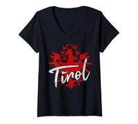 Damen Tirol Bekleidung Tiroler Adler Wappen Retro T-Shirt mit V-Ausschnitt