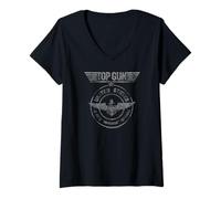 Damen Top Gun Lt. Pete Mitchell Distressed Seal Action Movie T-Shirt mit V-Ausschnitt