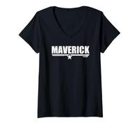 Damen Top Gun Maverick Logo T-Shirt mit V-Ausschnitt