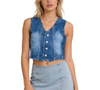 Damen Top Jeans Weste Retro Gewaschen Taille Korsett Stil Ärmellos Layering Piece Oberteile Damen Sexy Top Elegant