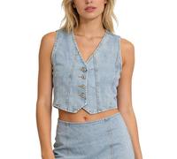 Damen Top Jeans Weste Retro Gewaschen Taille Korsett Stil Ärmellos Layering Piece Oberteile Damen Sexy Top Elegant