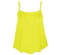 Damen-Top, Übergröße, einfarbig, bedruckt, Cami, Swing-Top für Damen, ärmellos, ausgestelltes Oberteil, gelb, 50-52