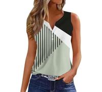 Damen Tops Sommer äRmellos, Elegant Farbblock Ärmellose Sommer T Shirt Tank Tops Blusentops Tunika Shirts Oberteile Ohne Ärmel Flowy Tanktop Beiläufig Bequeme Lässige Loose Fit Fitness Tops