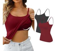 Damen Tops Sommer Guenstig BH Hemden Damen Ohne Bügel Baumwolle Unterwäsche Hemden Tank Top Mit Integriertem BH Ärmellos Unterhemden Camisole Shirts BH Tanktop Unterhemd Mit Integriertem BH