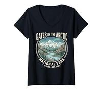 Damen Tore des Arktischen Nationalparks Alaska Snowy Mountain Art T-Shirt mit V-Ausschnitt