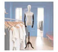 Damen Torso, Höhenverstellbarer Mannequin-Body-Ständer, Büsten-Mannequin Mit Kopf, Holzarmen Und Stativ, Verstellbar Von 132 Bis 182 cm(Dark Brown,M)