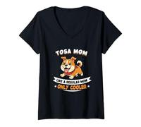 Damen Tosa Mom, Like A Regular Mom Only Cooler - Tosa Dog T-Shirt mit V-Ausschnitt