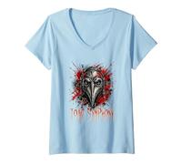 Damen Toxic Symphony - Trash Polka Plague Doctor T-Shirt mit V-Ausschnitt