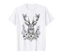 Damen Tracht Hirsch für Dirndl und Lederhose schwarz weiß T-Shirt