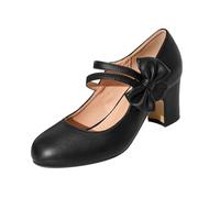 Damen Trachtenschuhe Dirndl Chunky Pumps Breite Füße Absatzschuhe Rockabilly Hohe Schuhe Oktoberfest Schleifenriemen Spangenpumps Elegant Festliche Hochzeitsschuhe Tanzschuhe