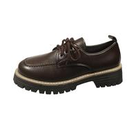 Damen Trachtenschuhe Oktoberfest Trachten Elegant Schuhe Bierfest Freizeitschuhe Sommer Karneval Women's Freizeitchuhe Stilvolle einfarbige Schnürschuhe mit Mary Jane Plateau Bequeme Lederslipper für