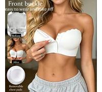 Damen trägerloser BH mit Frontverschluss, Push-up Bandeau Tube BH, unsichtbare Träger, Crop Top BH, kabelloser Bralette, atmungsaktive Dessous-Tops BH