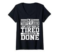 Damen Traffic Flagger Apparel - tolles lustiges Flagger-Design T-Shirt mit V-Ausschnitt