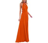 Damen Transformer Hi-Low-Abendkleid, langes Ballkleid, Neckholder, wandelbar, mehrere Wege, Spaghettiträger, Hochzeit, Cocktail, Maxikleid, Orange/Abendrot im Zickzackmuster (Sunset Chevron), X-Klein