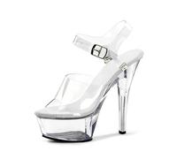Damen Transparente Plattform Sommer Kleid Sandalen, Mode Party Kleid Pumps, geeignet für Nachtclub Pole Dance,Clear,36 EU