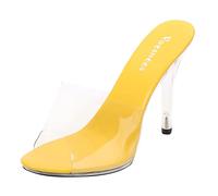 Damen Transparente Sandale mit Metall Absatz, Heeled Pantoletten Sommer Peeptoes Pumps Stiletto High Heels, Slip- On Sandaletten Absatzschuhe