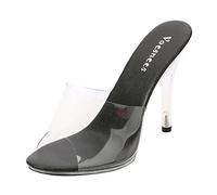 Damen Transparente Sandale mit Metall Absatz, Heeled Pantoletten Sommer Peeptoes Pumps Stiletto High Heels, Slip- On Sandaletten Absatzschuhe