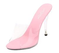 Damen Transparente Sandale mit Metall Absatz, Heeled Pantoletten Sommer Peeptoes Pumps Stiletto High Heels, Slip- On Sandaletten Absatzschuhe
