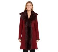 Damen-Trenchcoat aus burgunderrotem toskanischem Schafveloursleder - Celeste EU 48 / UK 20