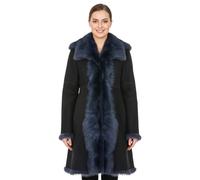 Damen-Trenchcoat aus marineblauem toskanischem Schafveloursleder - Celeste EU 44 / UK 16