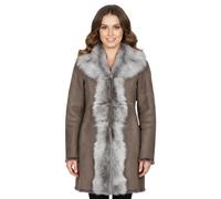 Damen-Trenchcoat aus taupefarbenem Toscana-Schafsveloursleder - Celeste EU 46 / UK 18