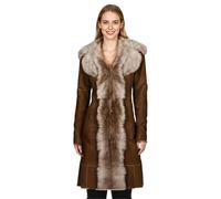 Damen Trenchcoat aus toskanischem Schafveloursleder, Modell Beaver Tan Toscana - Celeste EU 40 / UK 12