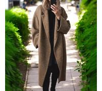 Damen Trenchcoat Lang Casual Windbreaker mit Revers(Coffee M) | Klassisches Revers, langer Schnitt, winddicht, casual Stil, für vielseitig kombinierbar